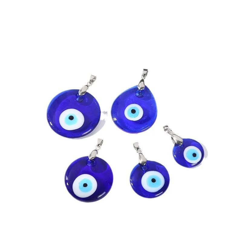 50pc 20/25/30/35mm Round Waterdrop Coloured Glaze Blue Evil Eye Charms Fashion Lucky Turkish Pendant for Necklace Jewelry Making