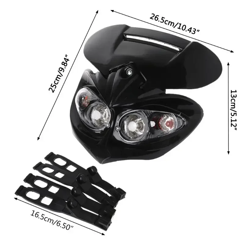 1 Set Off Road Motorcycle Racing Headlight Dual Head Lamp Fairing Light Universal 12V For Dirt Bike ATV Motorbike Headlight Lamp