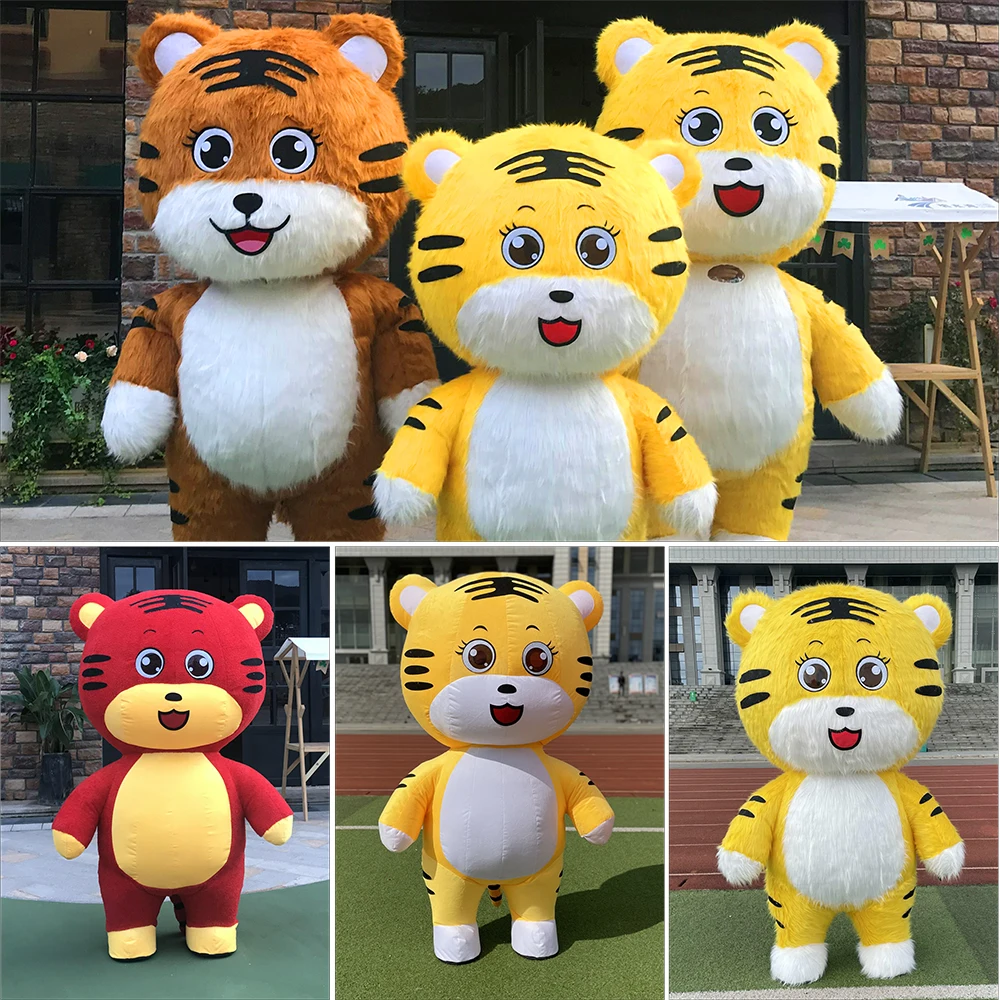 

Giant Inflatable Tiger Mascot Costume Adults Halloween Fancy Party Role Play Costume Performance Walking Cartoon Doll Outfits