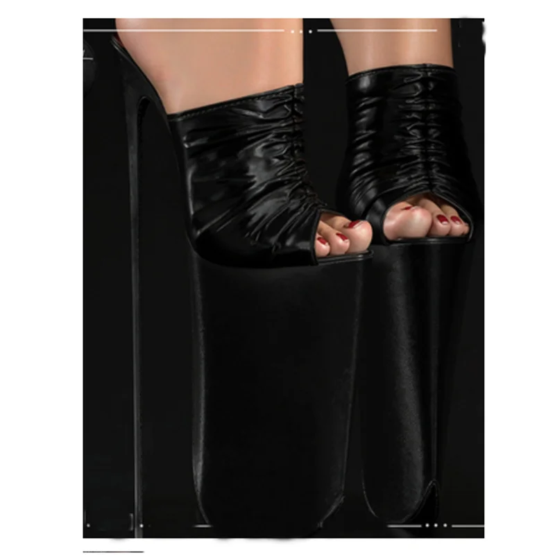 블랙 매트 슬립 온 플랫폼 샌들 얇은 하이힐 들여다 발가락 패션 섹시한 2025 여름 빅 사이즈 여성 신발 Zapatillas Mujer