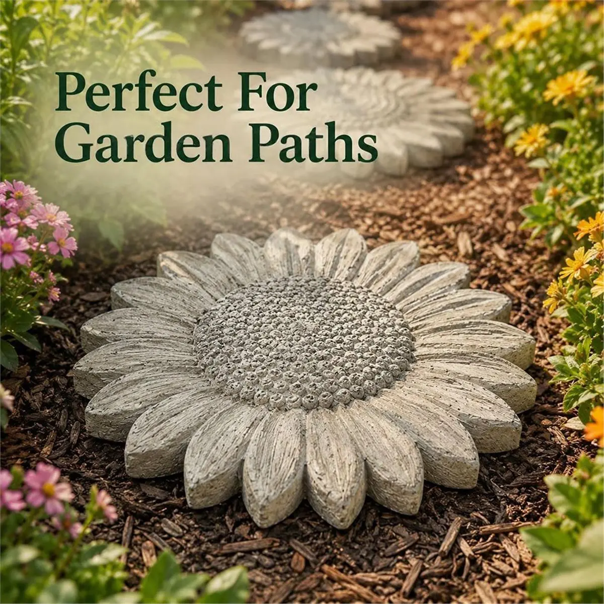 Sunflower Stepping Stone Mold, Reusable DIY Concrete Garden Path Maker Mould