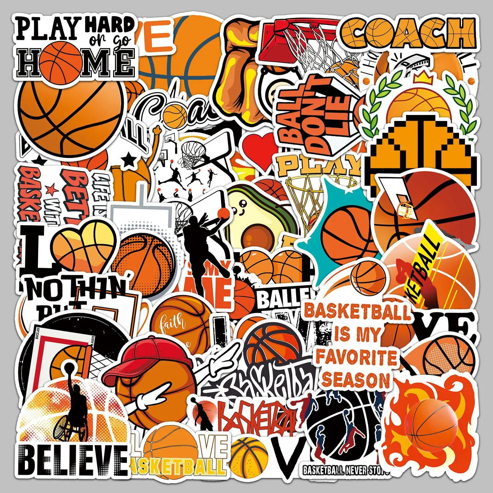 50Pcs Cartoon Passion To Stimulate Basketball Series Graffiti Stickers Suitable For Helmet Desktop Wall Decoration DIY Stickers