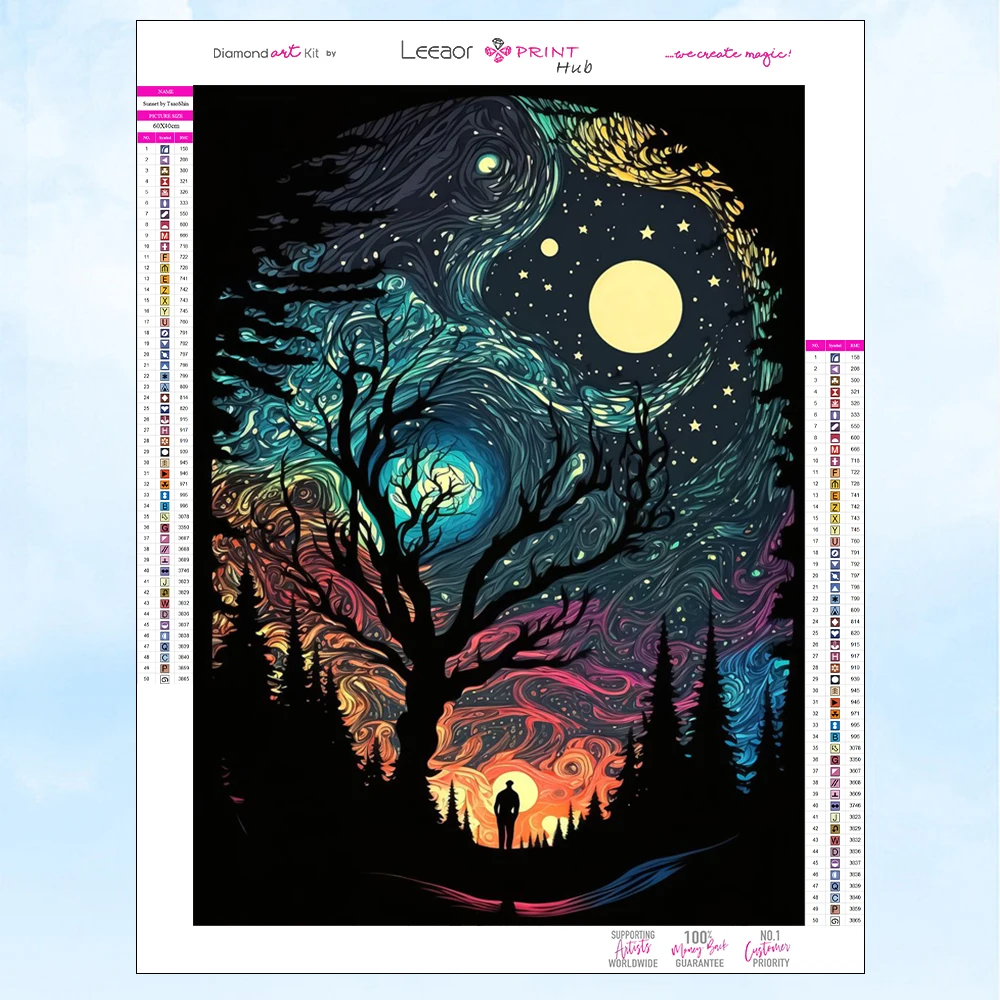 5D Diy Diamond Painting Mysterious Fantasy Lonely Starry Sky Full Rhinestone Mosaic Embroidery Cross Stitch Kit Home Decor Gifts