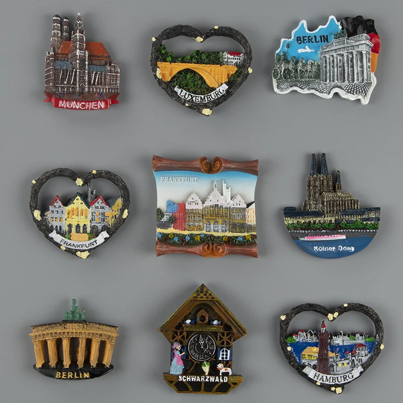 German refrigerator sticker Berlin Frankfurt architectural tourism souvenir magnetic sticker 3D three-dimensional Luxembourg Mun