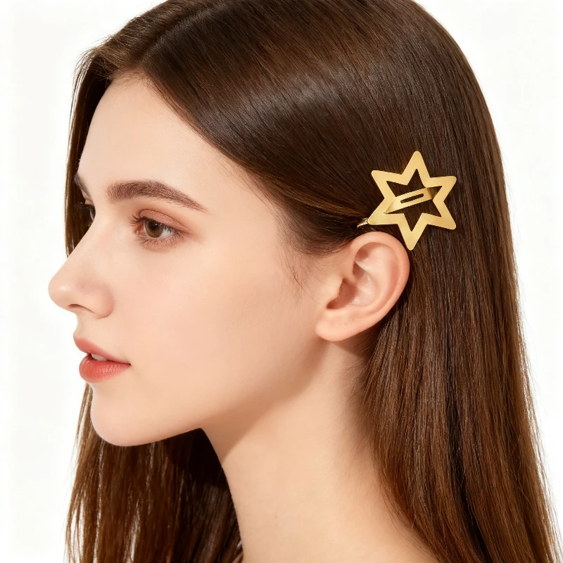 5/12 قطعة ضوء النجوم الذهبي الخماسية نجمة صغيرة ستار دبوس الشعر الصغيرة الطراز الحديث الحلو نمط الانفجارات اكسسوارات التصميم مشبك صغير #1