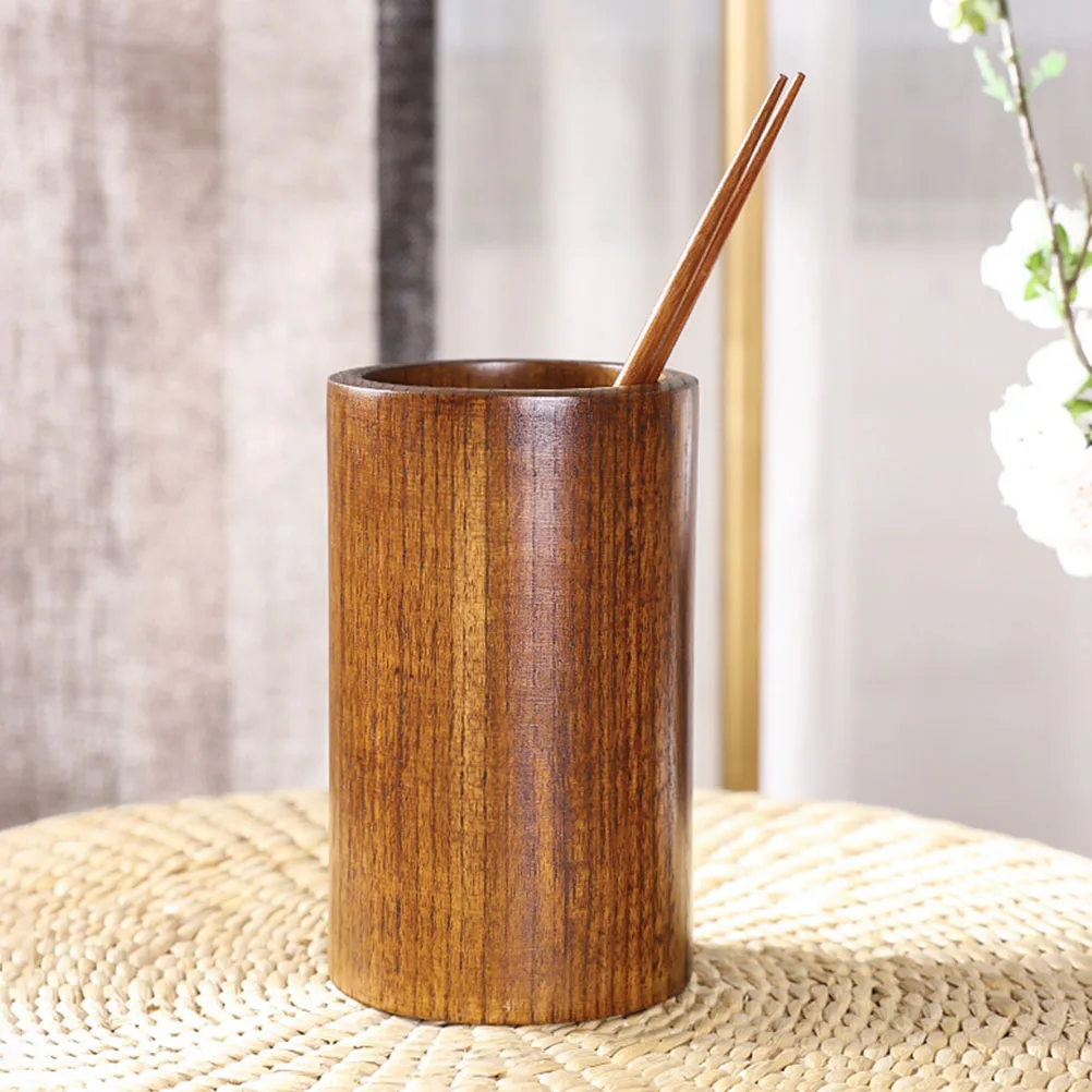 

Solid Wood Chopstick Holder Kitchen Storage Utensil Canister Organizer Compact Size Tableware Pen Container