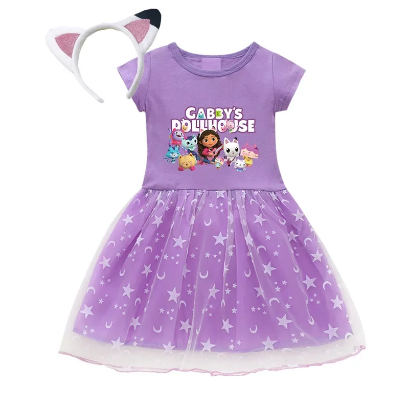 Robe de Dessin Animé Gabcats pour Bébé Fille, Tenue avec Sac et Bandeau, Maison de Course, Cosplay, Noël, Halloween