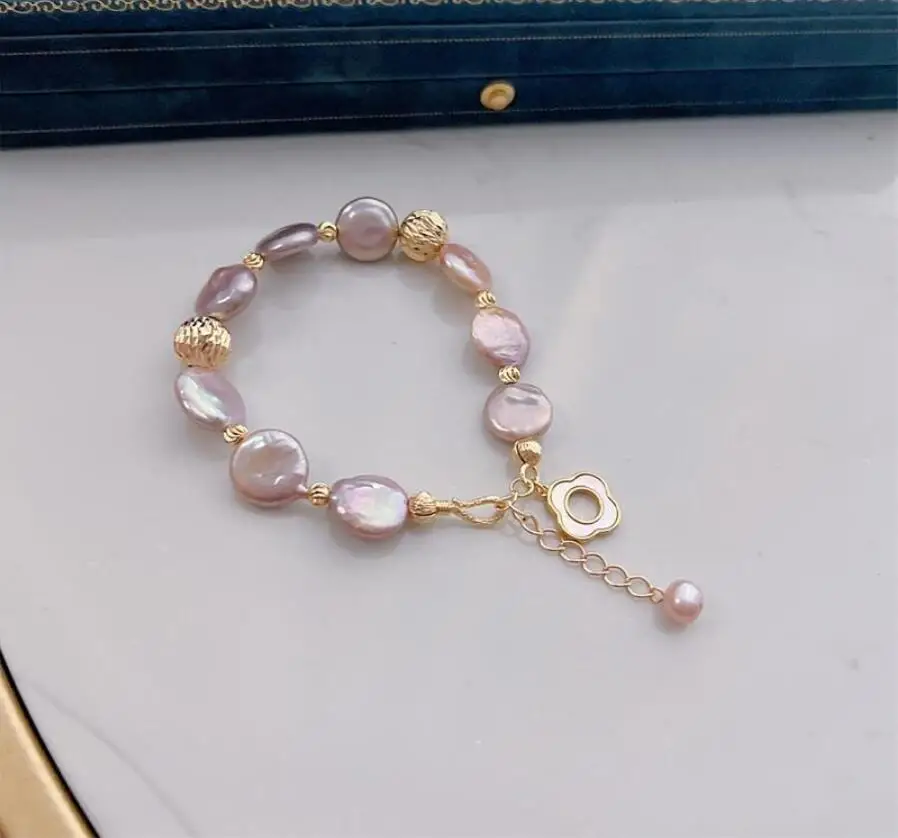 7.5-8" Stunning 10-11mm natural  south sea purple baroque pearl bracelet  slave bracelet  jewelry  charm bracelet