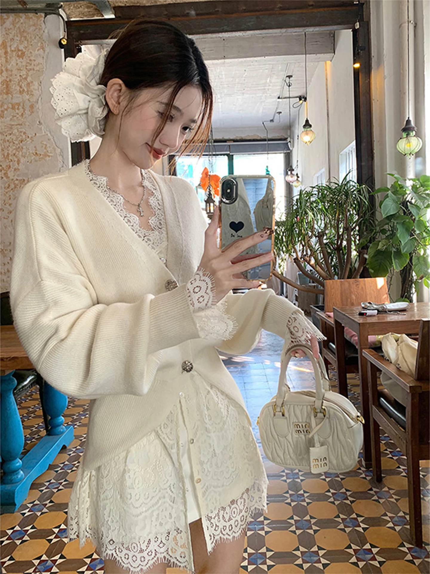 

Белый вязаный свитер с V-Ne, женское пальто Faion Ele Sle Long Sve Ciwalk, подходит для весны, осени и зимы