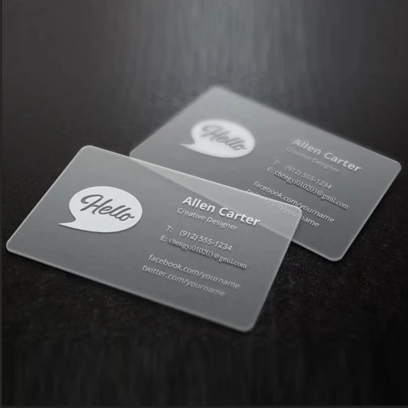 Custom Clear PVC Plastic Card Business Card Waterproof and Anti-fouling Free Design Round Corner Clear Logo 100pcs 200pcs 500pcs