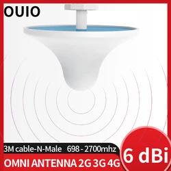 OUIO Indoor Omni Antenna 5dBi 698-2700mhz For Cellular Amplifier 2g3g4g Repeater Signal Booster 4G Antenna N Male Connector 3M