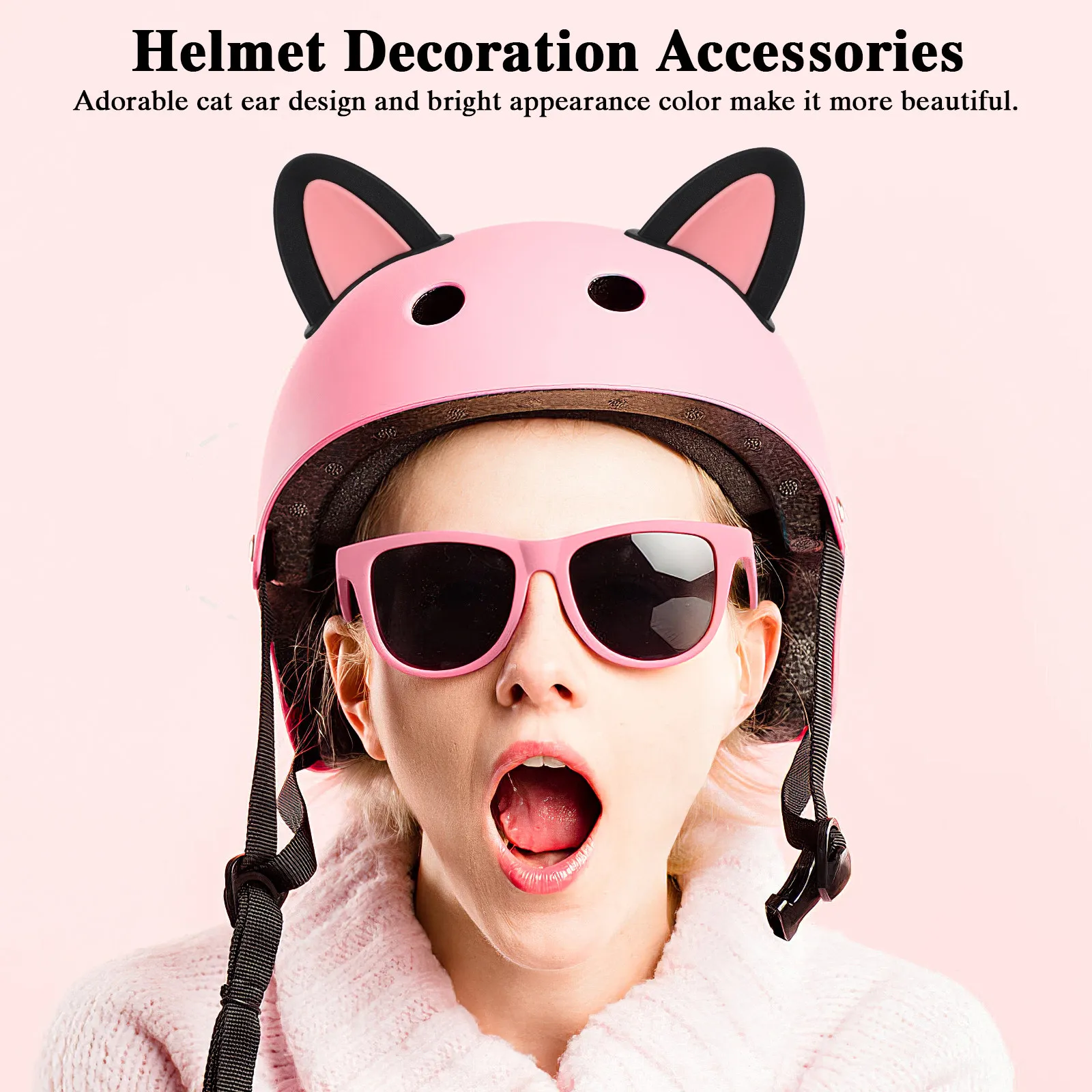 

3Pairs Cat Ear Decorations Soft Touch ABS Material Adorable Kitten Ears for Motorbike Motorcycle Scooter Helmets Eye