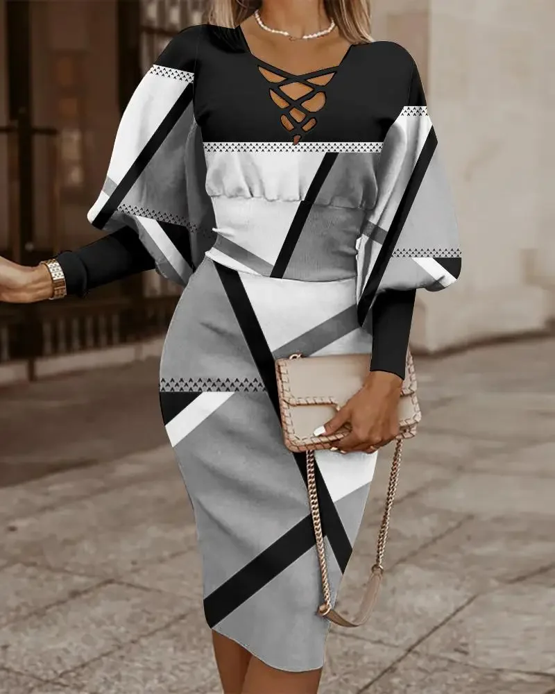 

CPSYMYM платья для женщин, лето-осень, повседневное платье с v-образным вырезом и длинными рукавами, открытая талия, набедренное платье