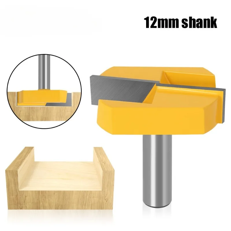 1 Pieza Fresa de vástago de 12 mm para tallado de madera y limpieza de bases, con vástago de 12 mm y diámetro de corte de 2-3/16 pulgadas para cepillado de superficies
