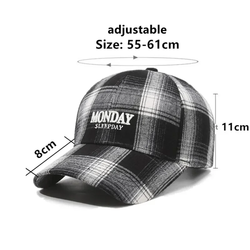 

Spring Autumn New Plaid Hat Washable Cotton Baseball Caps For Men And Women Letter Embroidery Hip Hop Hat Party Hat Snapback Cap