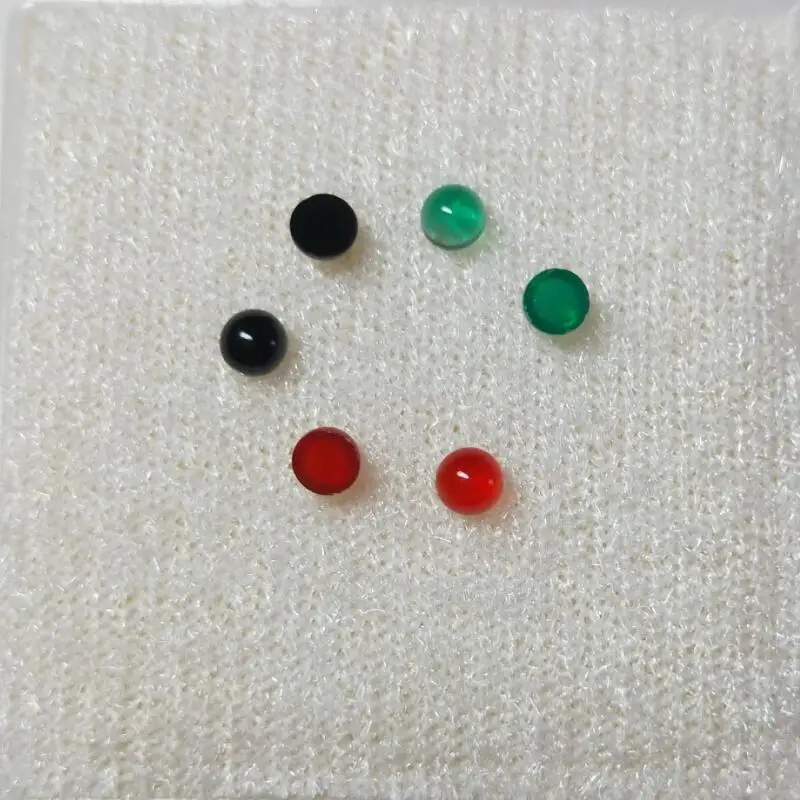 Free Shipping 1.0-3.5mm Round Cabochon Flat Back Red Green Black Colors Natural Onxy Stone Beads For Jewelry Making