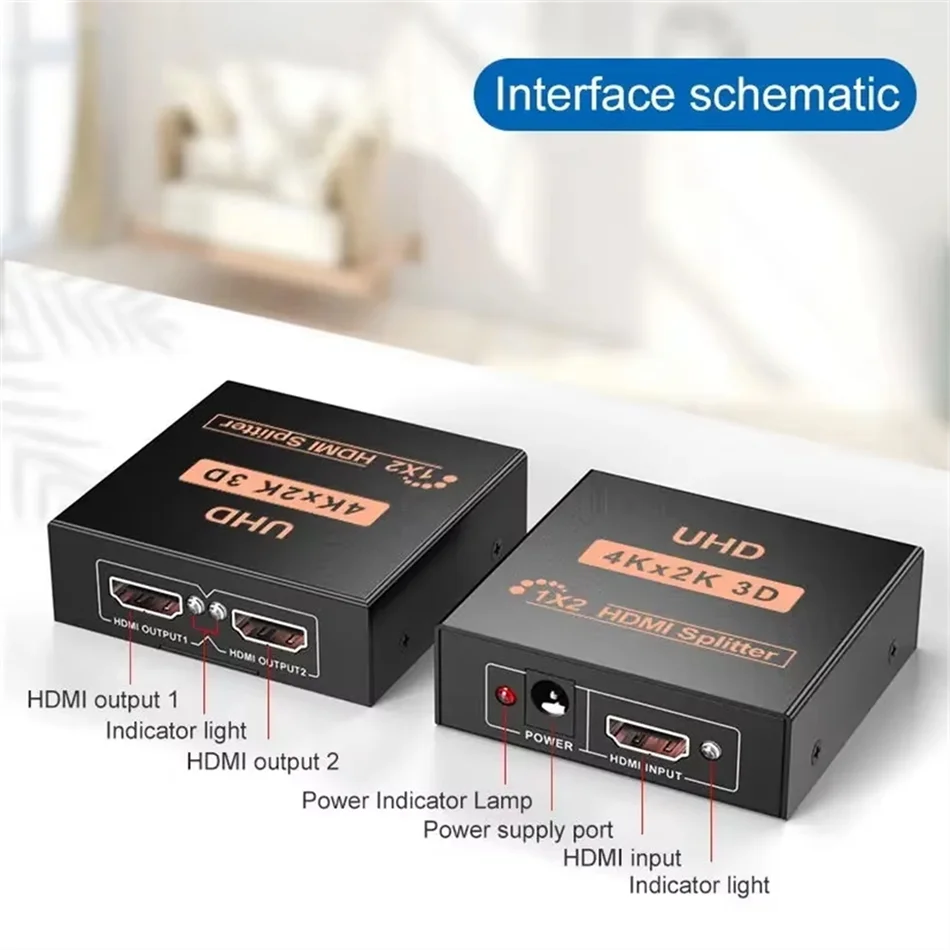 1 x 4 HDMI 호환 분배기 컨버터 1 입력 4 출력 HD 1.4 분배기 증폭기 HDCP 4K/1080P 듀얼 디스플레이 (HDTV, DVD, PS3, Xbox용) 썸네일 5