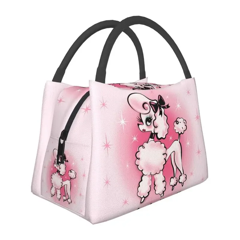 

Posh Poodle On Pink Insulated Lunch Bag for Camping Travel Cartoon Dog Resuable Thermal Cooler Lunch Box Women
