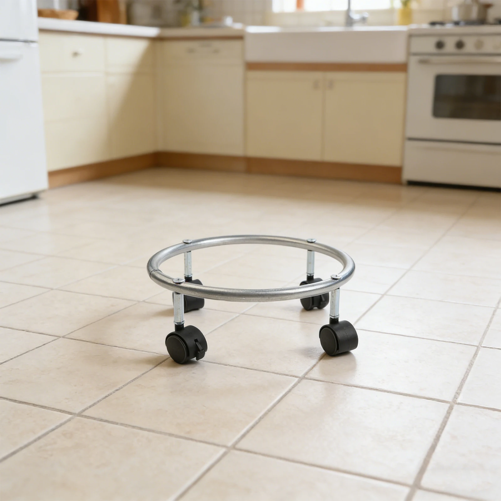 For Kitchen 29.50X29.50X10.50cm Stainless Steel Cart High Load Capacity Dolly For Tanks Rubber Wheels With Brakes Easy To Move