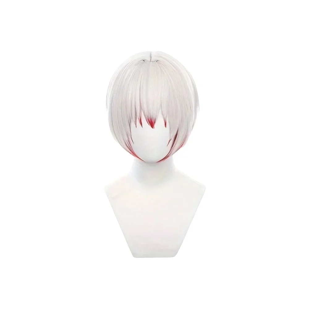 

Saigiku Jono Cosplay Wig Short Silver White Red Anime Cosplay Wigs Heat Resistant Synthetic Hair Wig