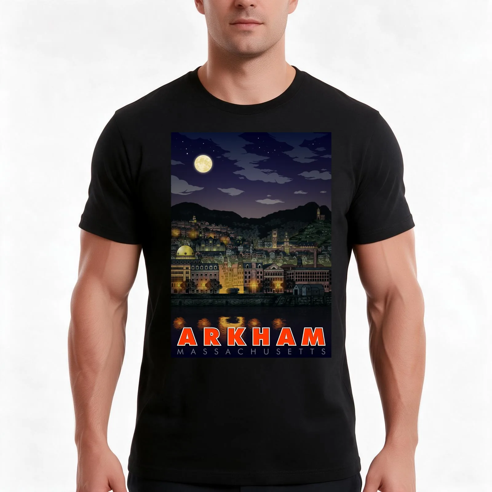 Greetings From Arkham Mass T-Shirt Summer Casual Cotton Tee Oversized Streetwear Tops Vintage Graphic Print 100% Cotton
