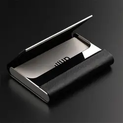 PU Leather Cigarette Case with Magnetic Buckle Slim Metal Pocket Cigarette Box Stainless Steel Business Cigarette Accessories