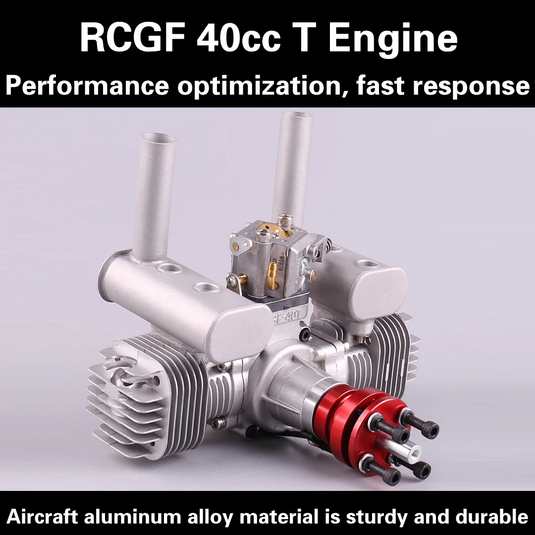 RCGF 40cc Twin Cylinder Petrol/Gasoline Engine 40ccT Dual Cylinder with Muffler/Igniton/Spark Plug for RC Model Airplane