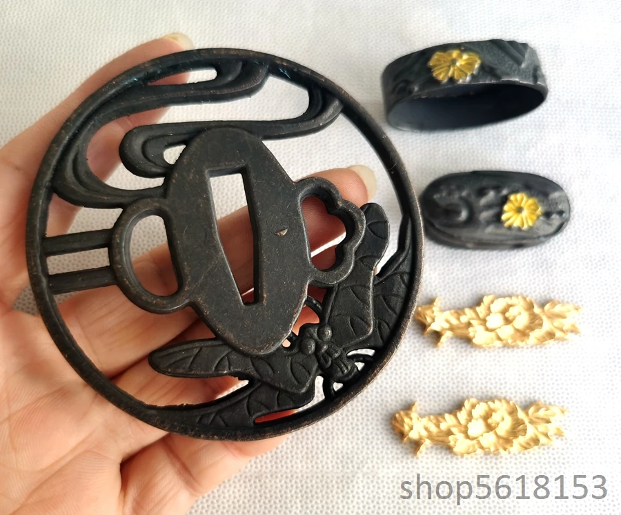 Alloy Dragonfly tsuba fuchi Menuki for Japanese sword katana wakizashi tanto