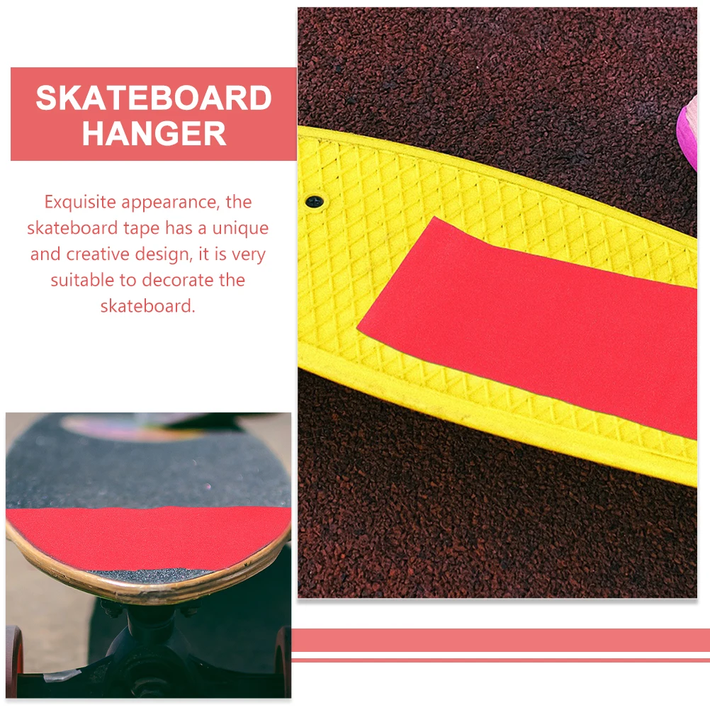 

2 Sheets Self-Adhesive Skateboard Sheet Sandpaper 83x21cm Red Deck Grip Tape Anti-Wear PVC Kids Skateboard Accessories