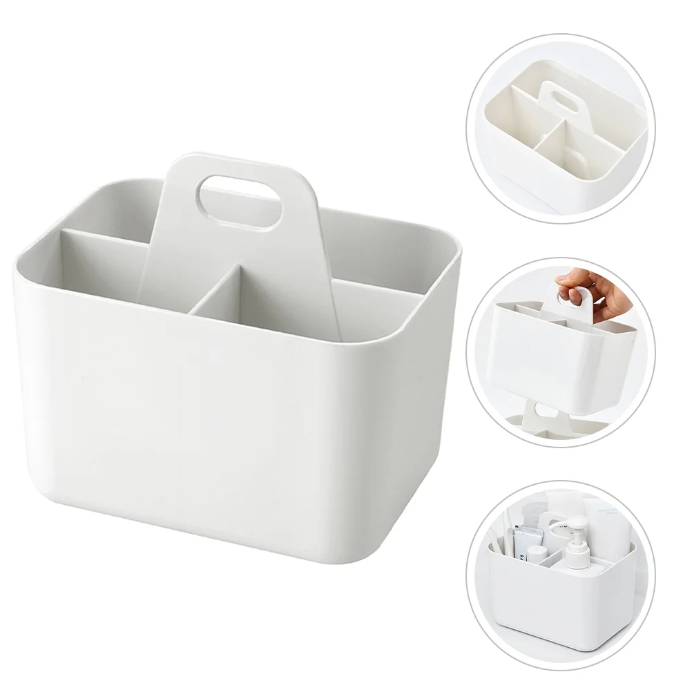 Cesta de almacenamiento portátil para cepillos de dientes, caja de escritorio, organizador blanco, contenedor pequeño