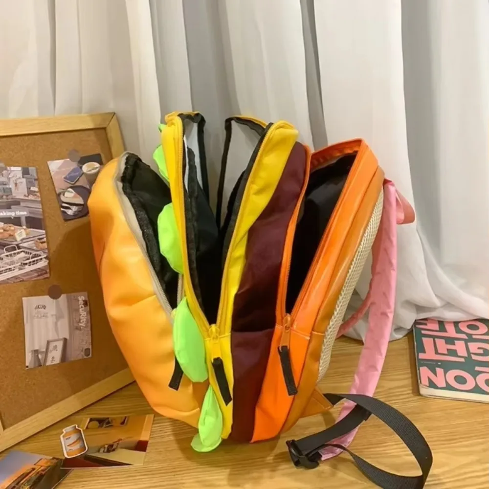 Funny Large Capacity Cheeseburger Backpack Waterproof Lovely Style School Rucksack Multi-layer Burger Backpack For Women Men