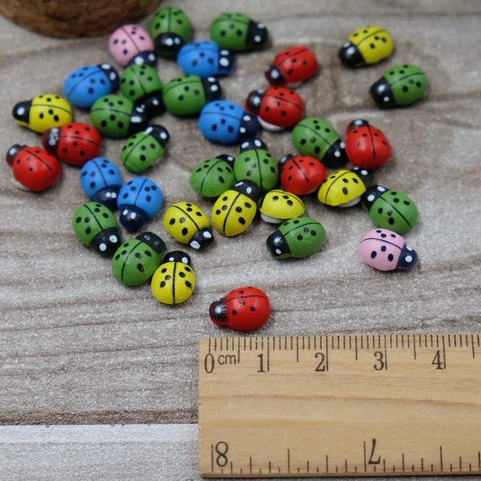 100PCS Wooden Ladybug Bee Sticker Colorful Sponge Self-adhesive Wall/Fridge Stickers for Kids DIY Scrapbooking Toys Crafts