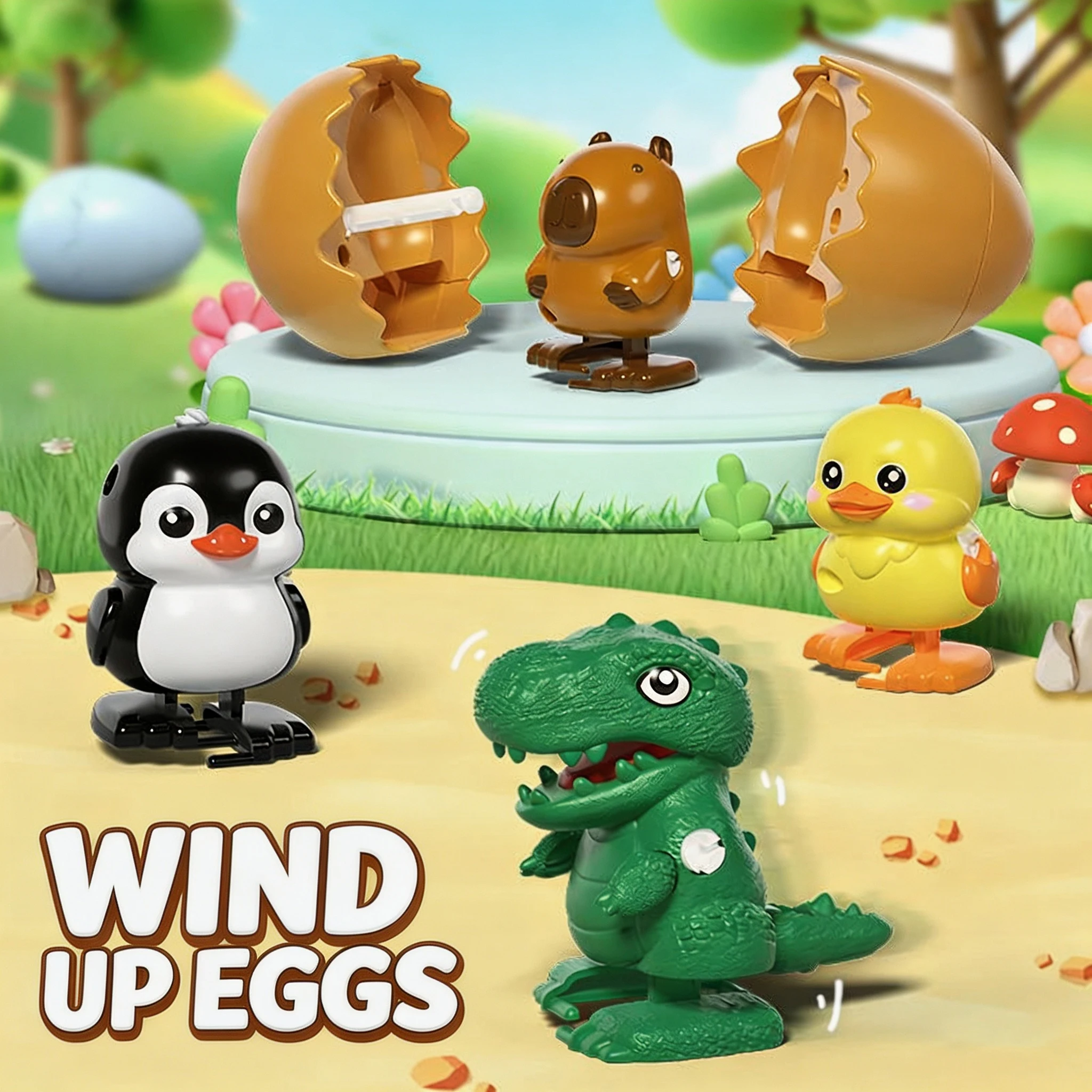 Hatching Dino Egg Capybara, Wind-Up Pop-Up Walking Toy, Surprise Educational Gift for Kids  ﻿