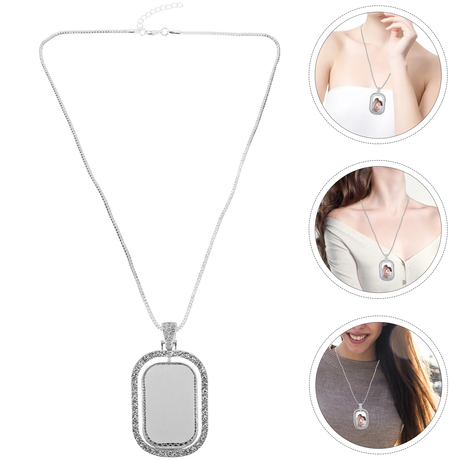 

Sublimation Diy Heat Transfer Pendant Alloy Charm Necklace For Women Men Jewelry Pendant Necklace For Women Making Gift