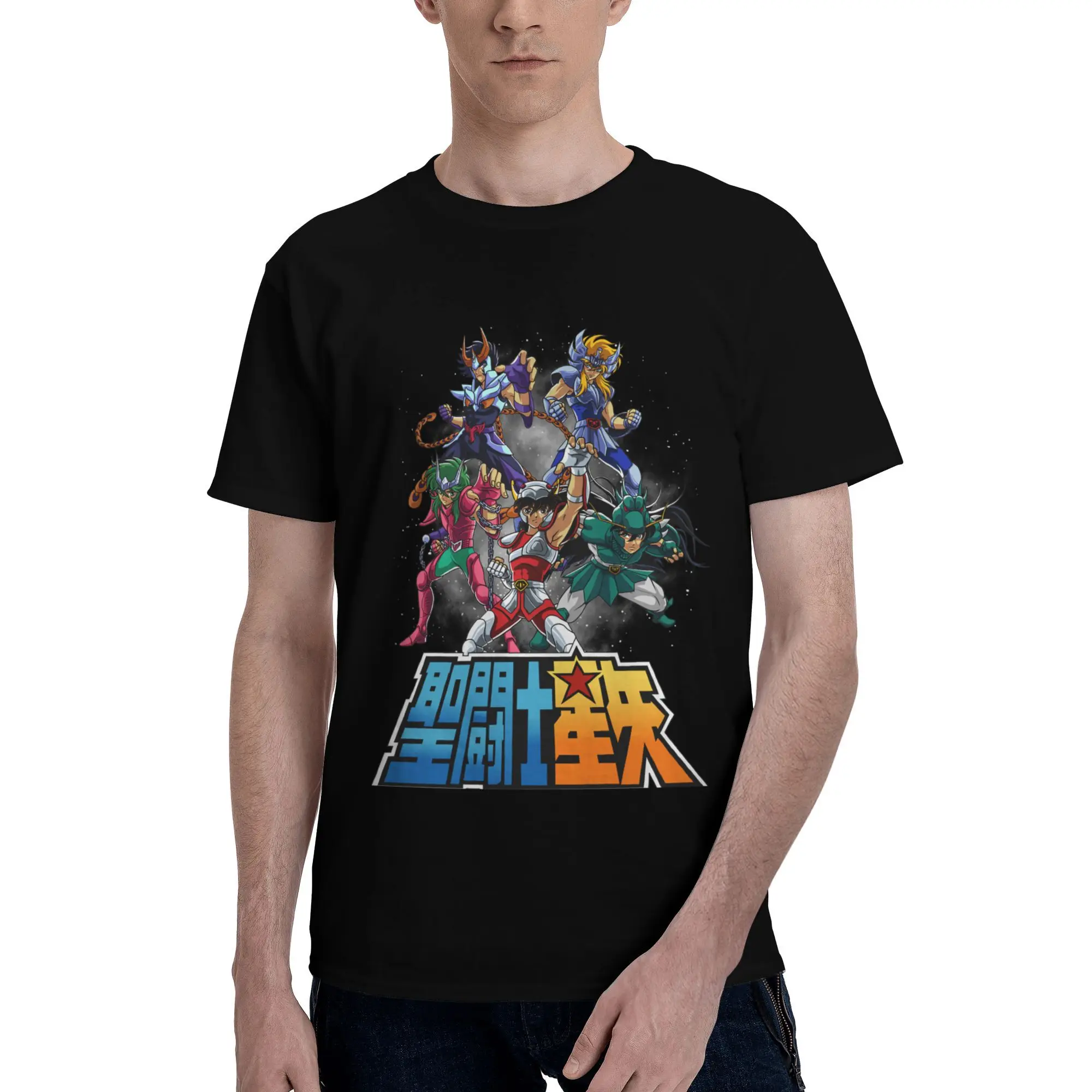 

Custom Knights Of The Zodiac T Shirt Men Pure Cotton Tshirt Leisure Tee Short Sleeves T-shirts Loose Fit Clothing Gift