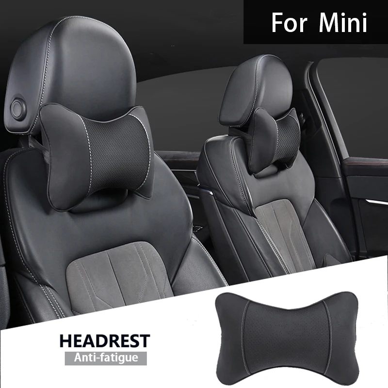 

1Pcs Car Seat Headrest Leather Auto Interior Head Neck Pillow For Mini Cooper One JCW F54 F55 F56 F57 F60 R50 R52 R53 R55 R56 R5