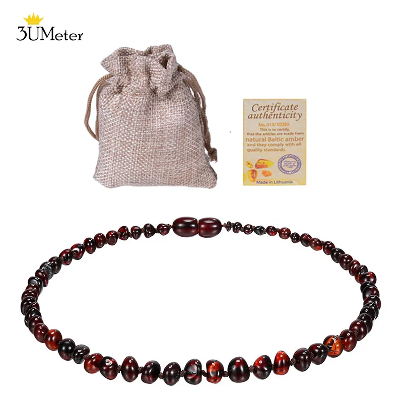 

3UMeter Amber Teething Necklace Authenticity Handmade Natural Baltic Ambers Baby Jewelry Gift Anti inflammatory Safe and Durable