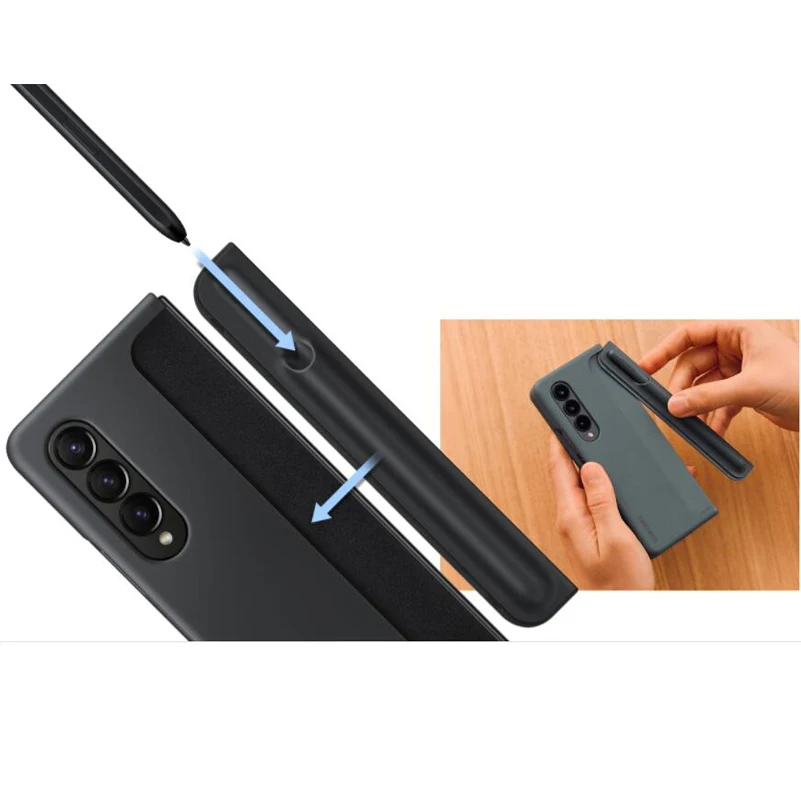 For Samsung Galaxy Z Fold 4 5 6 7 Case with Kickstand and S Pen Holder Back Protector Standing Cover SPen Pocket For Z Fold4 5 6