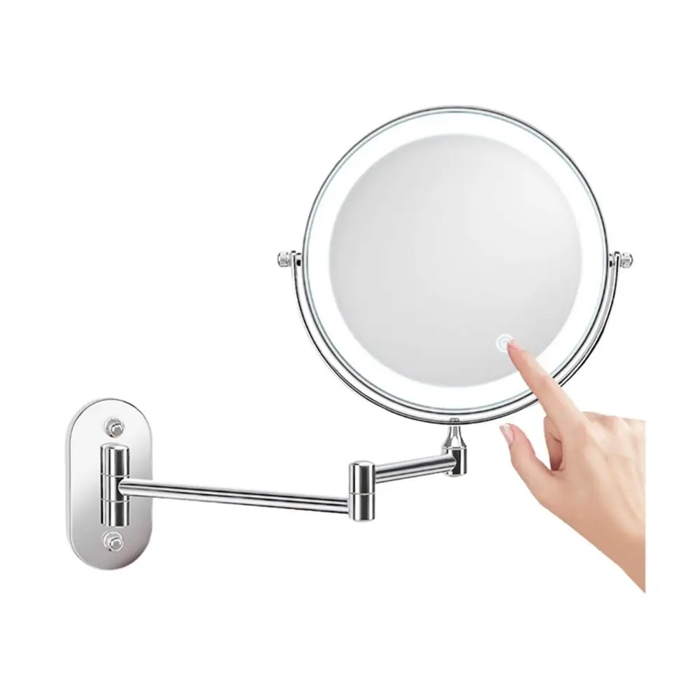 

LED Bathroom Makeup Mirror Double-sided 360° Rotating Wall Mounted Makeup Mirror Clear Adjustable Telescopic Makeup Mirror
