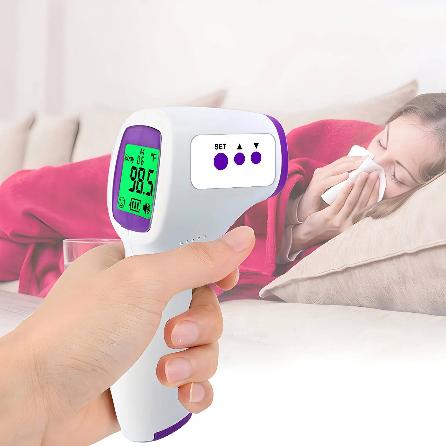 Non-Contact Infrared Thermometer IR Digital Display Forehead Ear Fever Electronic Laser Body Temperature Kids Adult Home Outdoor