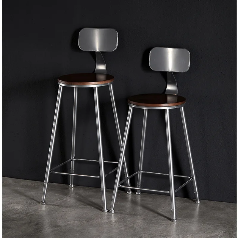 Modern Minimalist Bar Chair Iron High Foot Counter Stool Comfortable Backrest Restaurant Seat Stable Load-bearing Home Furniture