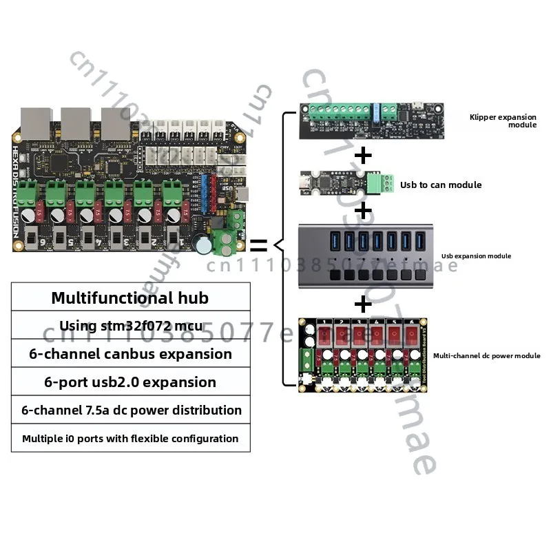 FOR 3D Printer Multi-Function Expansion Board 6-CH CANBUS USB 2.0 Power Distribution
