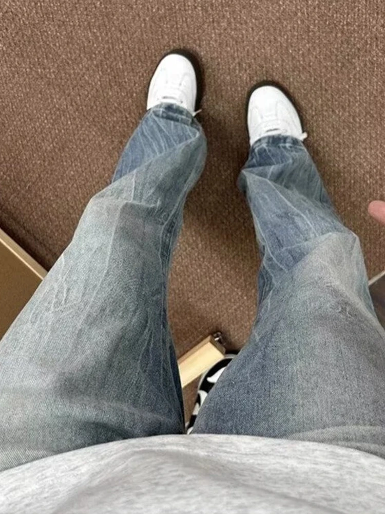 Cleanfit الأمريكية شارع العليا Thiened الشتاء الرجال الجينز واسعة الساق الدنيم السراويل عارضة طويلة السراويل الشباب Faion ارتداء #1