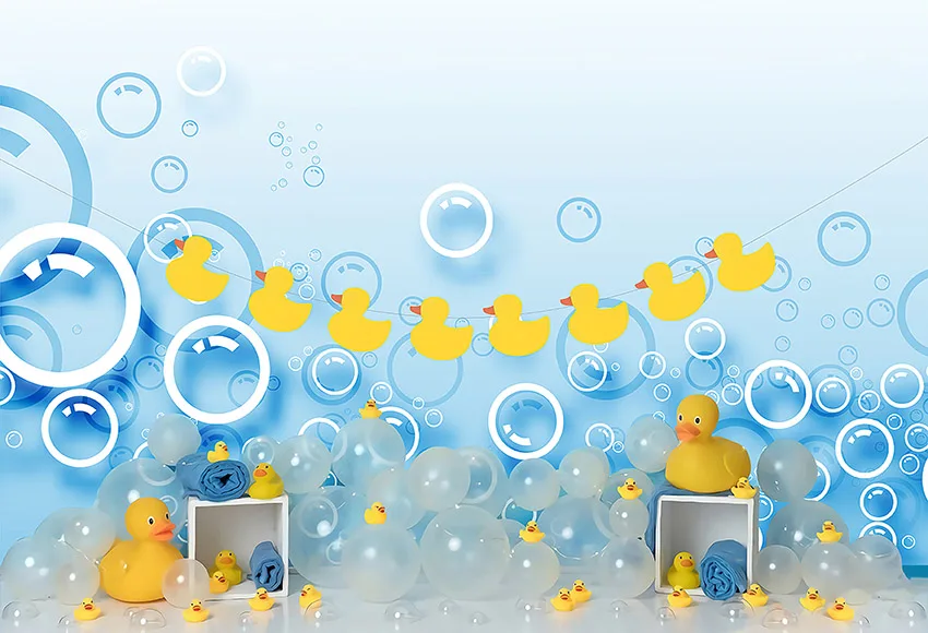 Mehofond Photography Background Little Yellow Duck Bubbles Kids Birthday Party Cake Smash Portrait Decor Backdrop Photo Studio