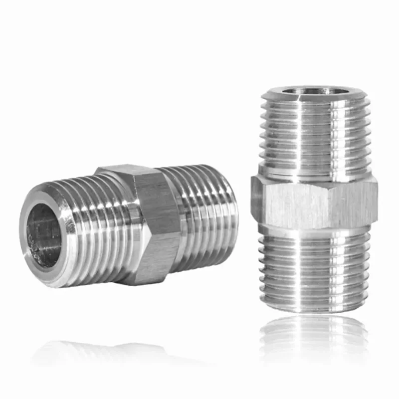 304 Stainless Steel Inch Connector Plug Hexagonal External Thread Reducing Straight Joint