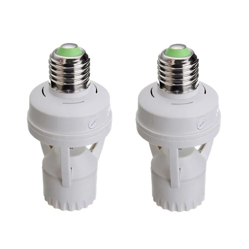 

2PS E27 Motion Sensor Light Switch 100-240V Motion Detector Base Lamp Holder With Light Control Smart Switch Bulb Socket Durable