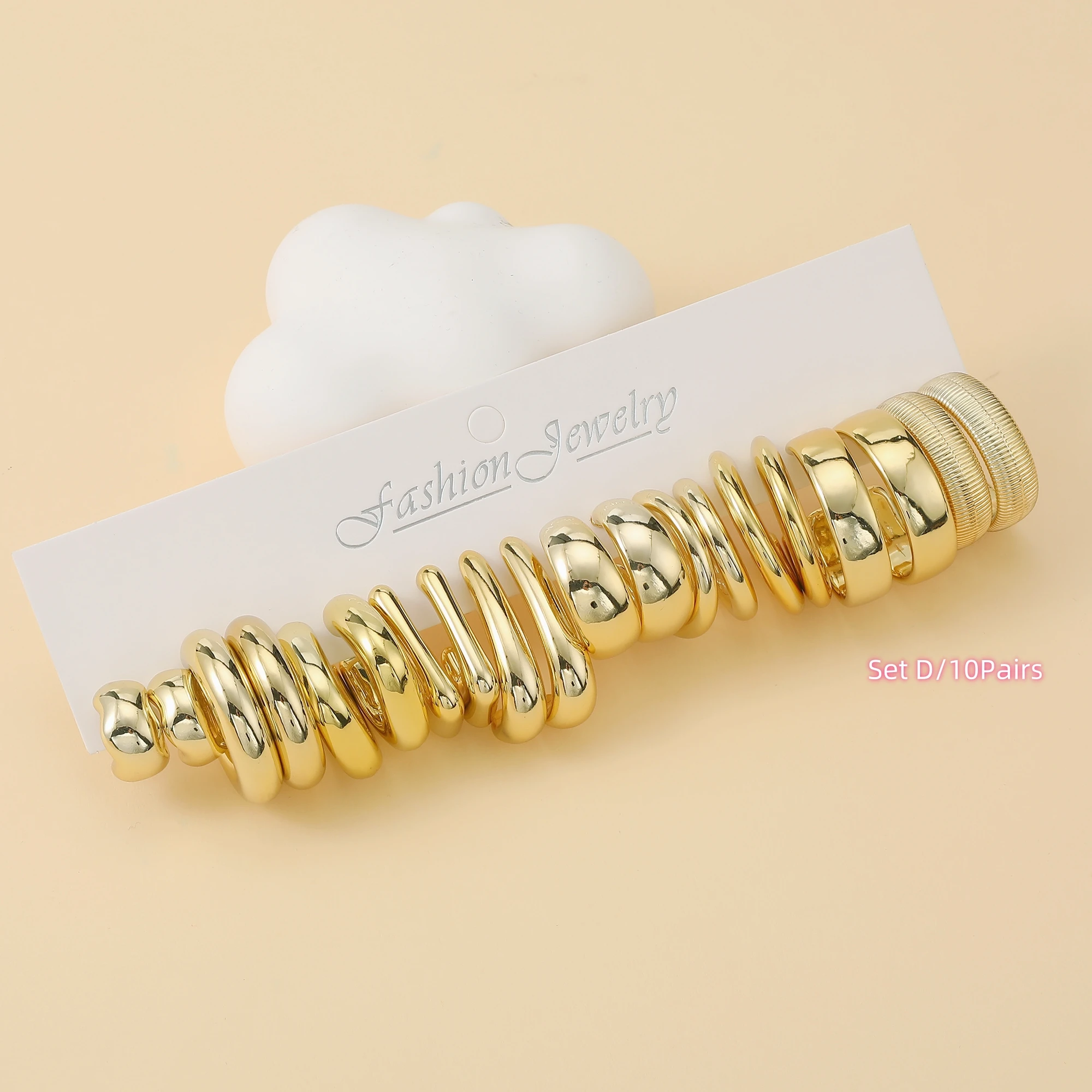 10-40 زوجًا من الأقراط البلاستيكية المطلية بالرش الذهبي العصري، أقراط هندسية بسيطة للارتداء طوال اليوم للسيدات #6