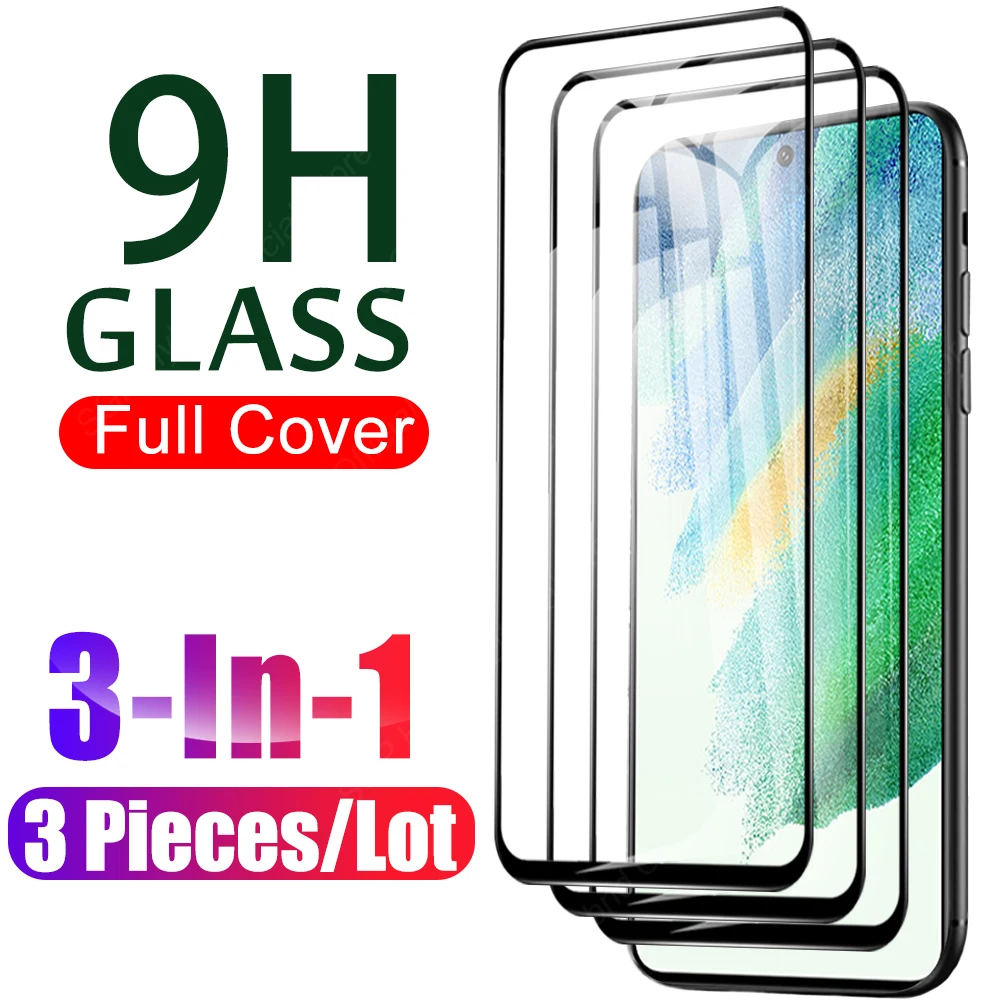 3 Pcs Fingerprint Unlock Tempered Glass For Samsung Galaxy S21 FE 5G S22 Plus S 21 22 Ultra 5G Screen Protector Protective Film