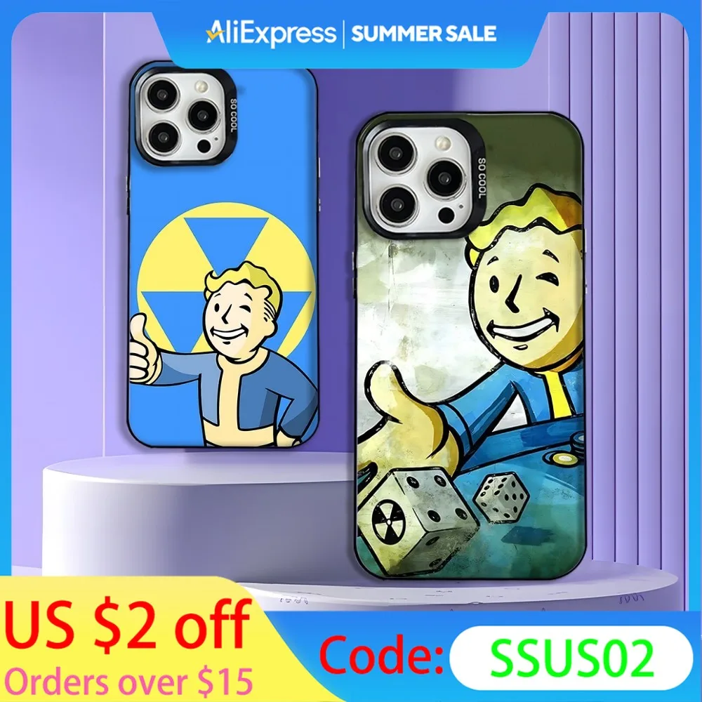 

F-Fallout S-Series 4 Cool Phone Case For iPhone 16,15,14,13,12,11,Mini,Pro,E,MAX Gray Matte Silicone Black Cover