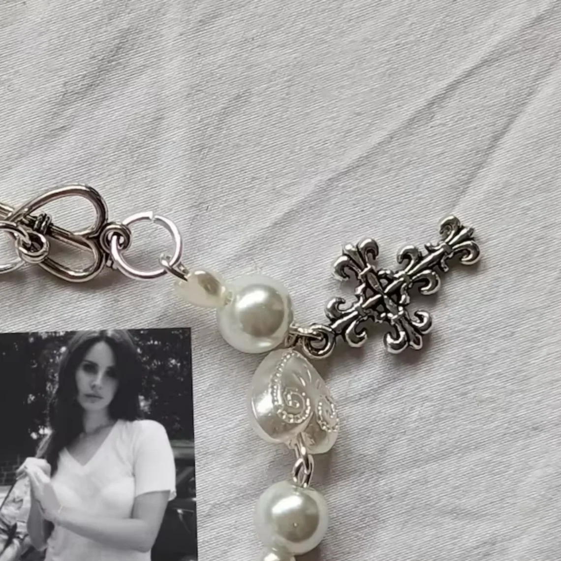 Y2K Handmade Rock Cross Bracelet,Lana del Rey themed charm bracelet